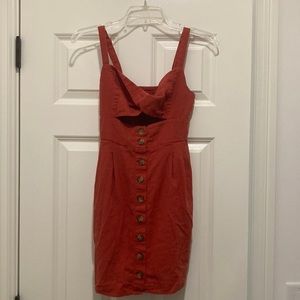 Red/orange mini dress with cutout